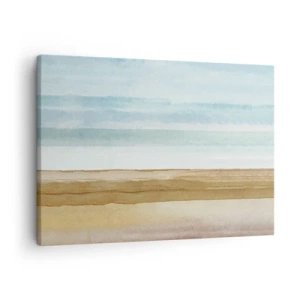 Cuadro sobre lienzo - Impresión de Imagen - Paisaje de playa abstracto en tonos pastel - 70x50cm - Serenidad - Decoración de pared moderna para salón y dormitorio ARTTOR