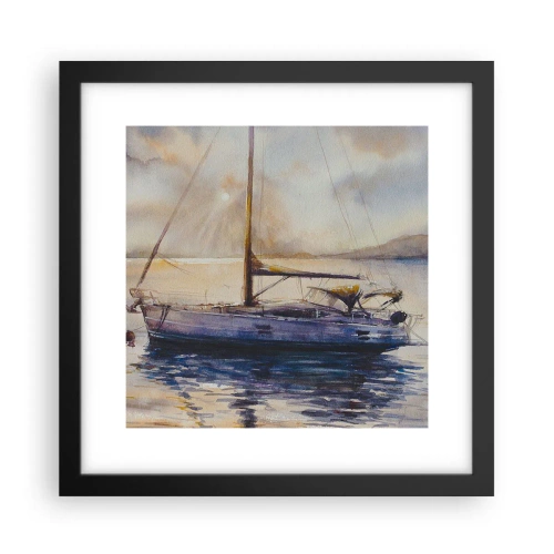 Póster en marco negro - Atardecer en la bahía - 30x30 cm