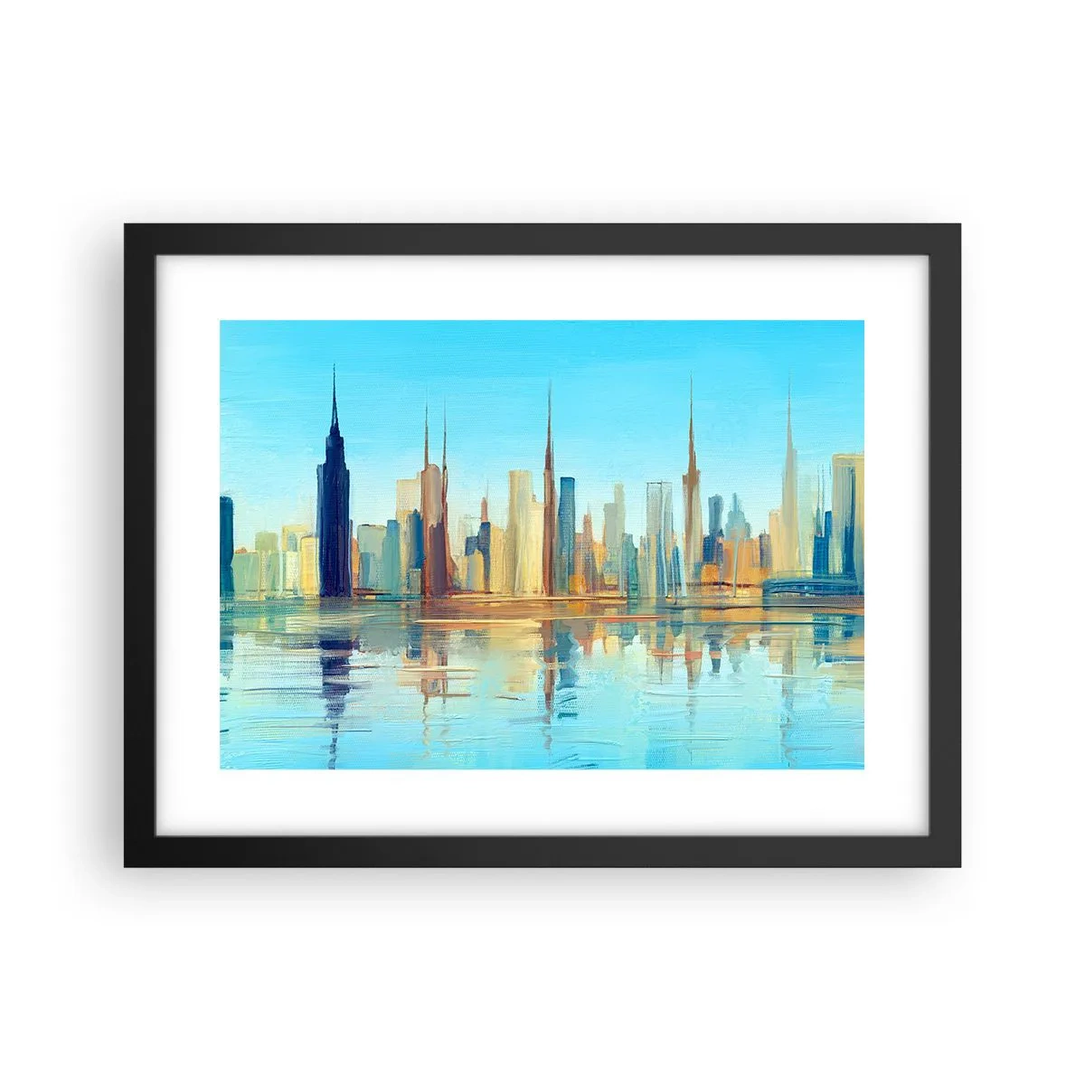 Póster en marco negro - Metrópolis soleada - 40x30 cm