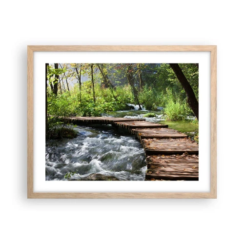 Póster en marco roble claro - Sobre una cascada de espuma - 50x40 cm