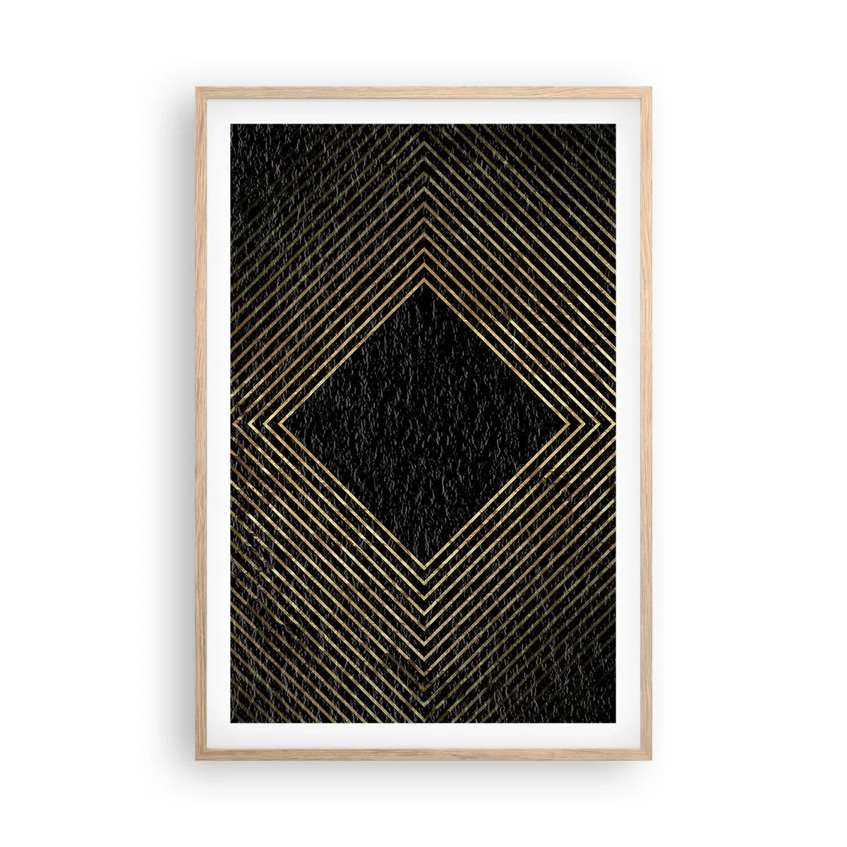 Póster en marco roble claro - Geometría al estilo glamour - 61x91 cm