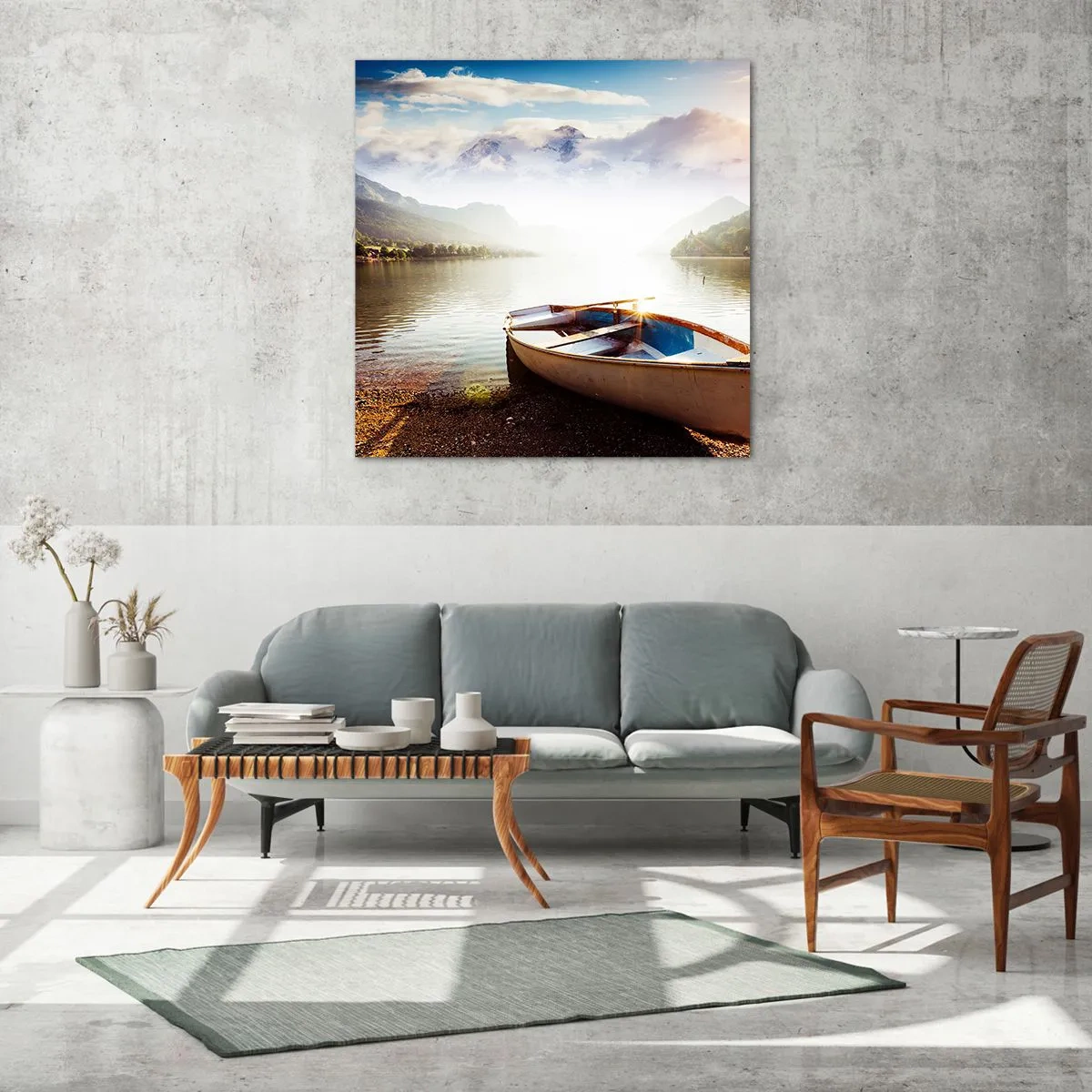 Cuadro sobre vidrio - Impresiones sobre Vidrio - Junto al agua clara - 40x40 cm