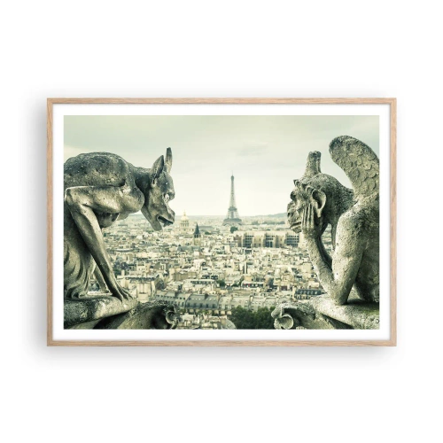 Póster en marco roble claro - Charlas parisinas - 100x70 cm
