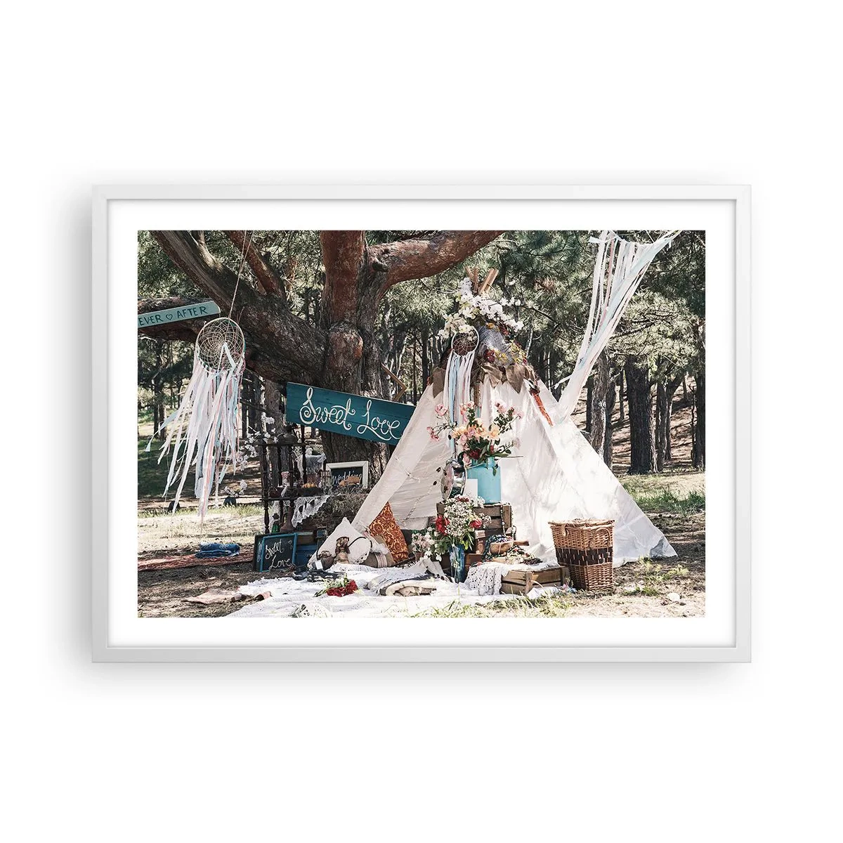 Póster en marco blanco - Amor exótico - 70x50 cm