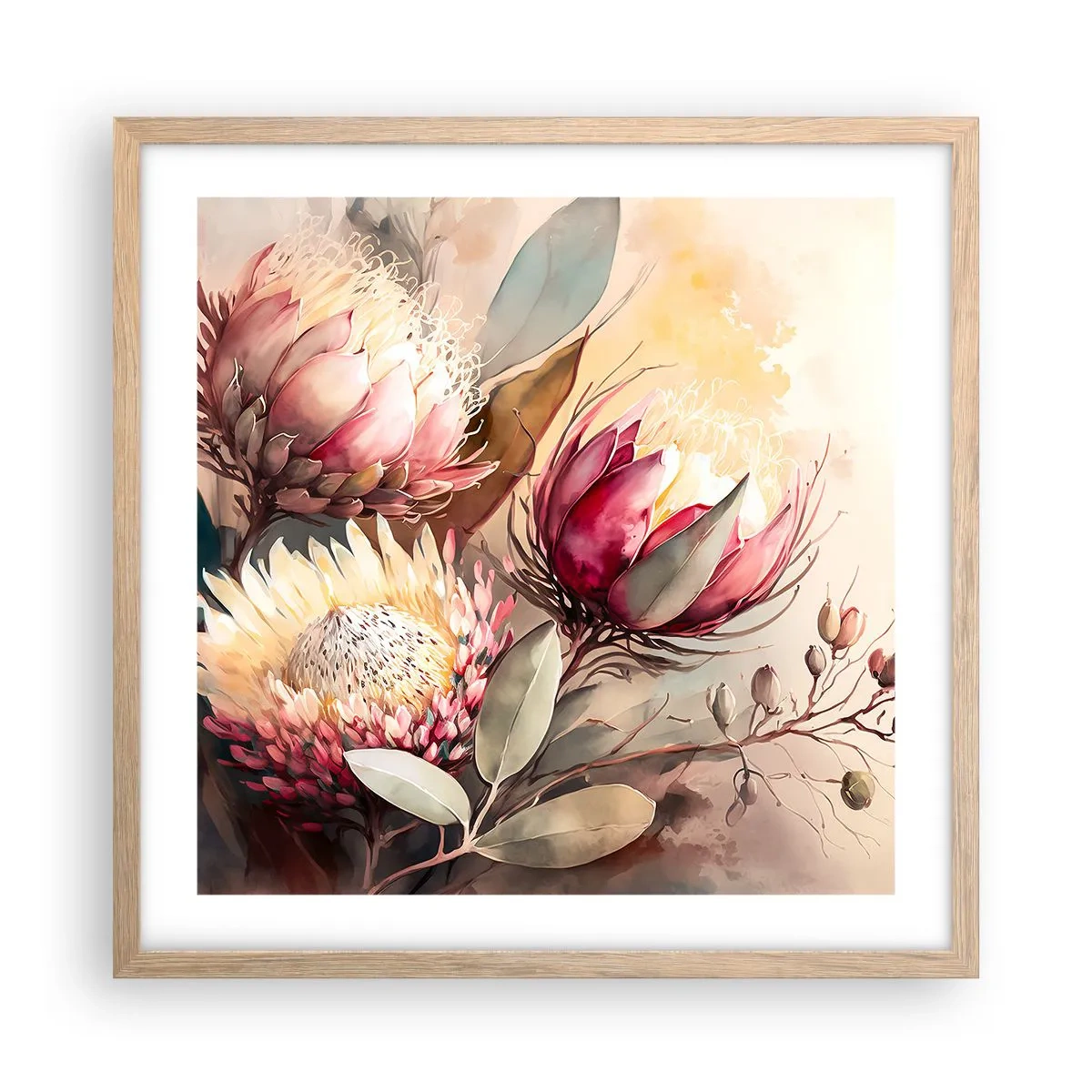 Póster en marco roble claro - De perfil y de frente - 50x50 cm