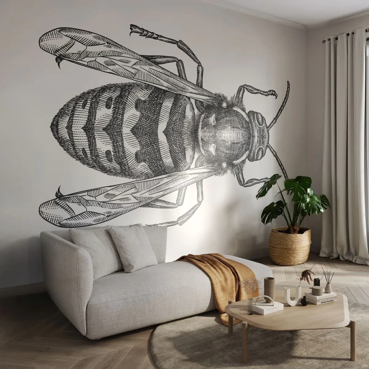Fotomural Autadhesivo Deluxe Sticker - Desde un planeta de insectos - Avispa, Insecto, minimalista - 250x175 cm