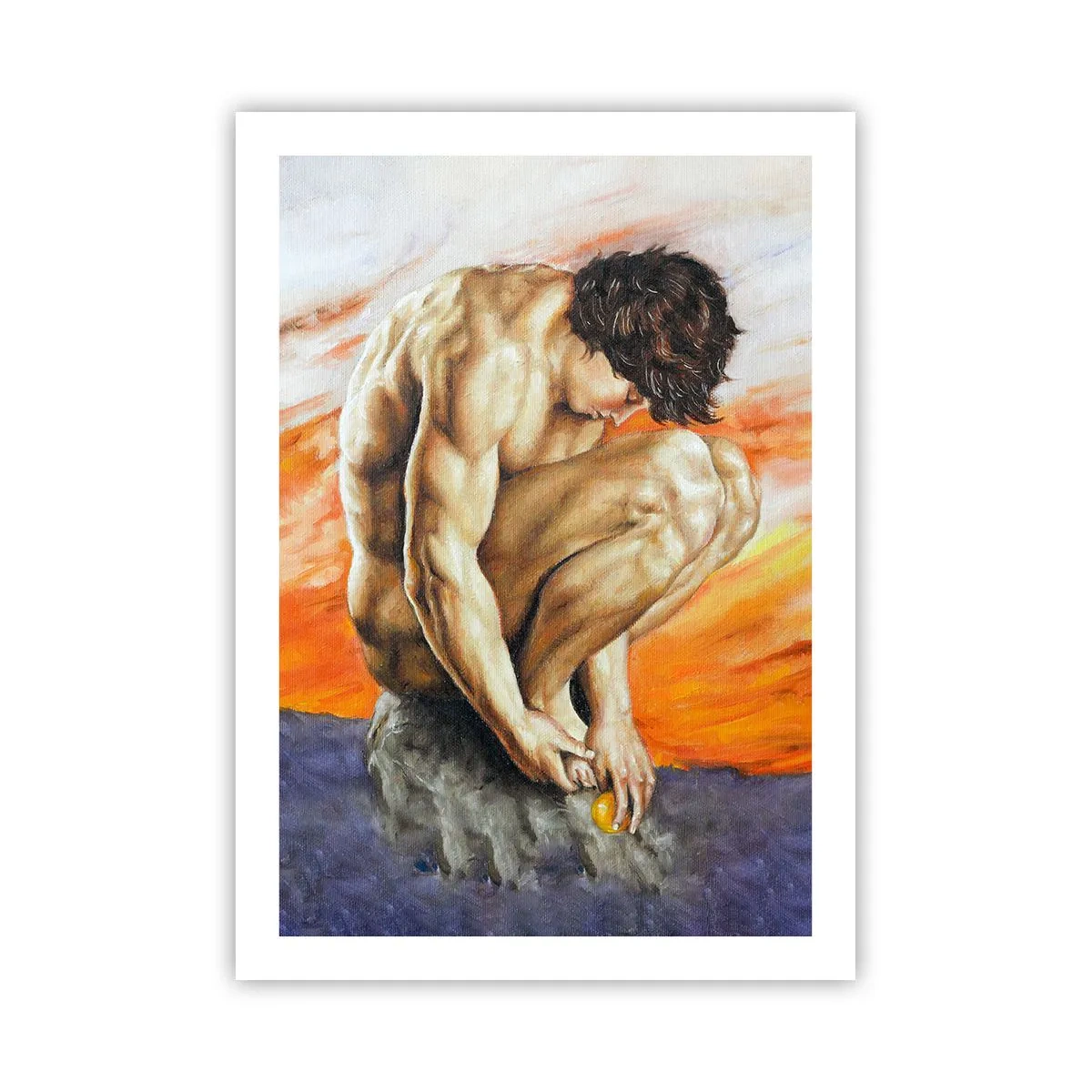 Póster - Hombre en el trabajo, primer plano de la silueta - 50x70cm - Sumergido en sí mismo - Decoración de pared moderna para salón y dormitorio ARTTOR