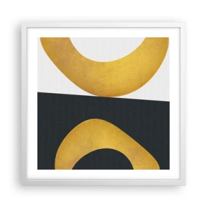 Póster en marco blanco - Blanco, negro, dorado - 50x50 cm