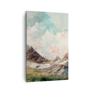 Cuadro sobre lienzo - Impresión de Imagen - Montañas pintorescas con cielos pastel - 80x120cm - Filos rocosos - Decoración de pared moderna para salón y dormitorio ARTTOR