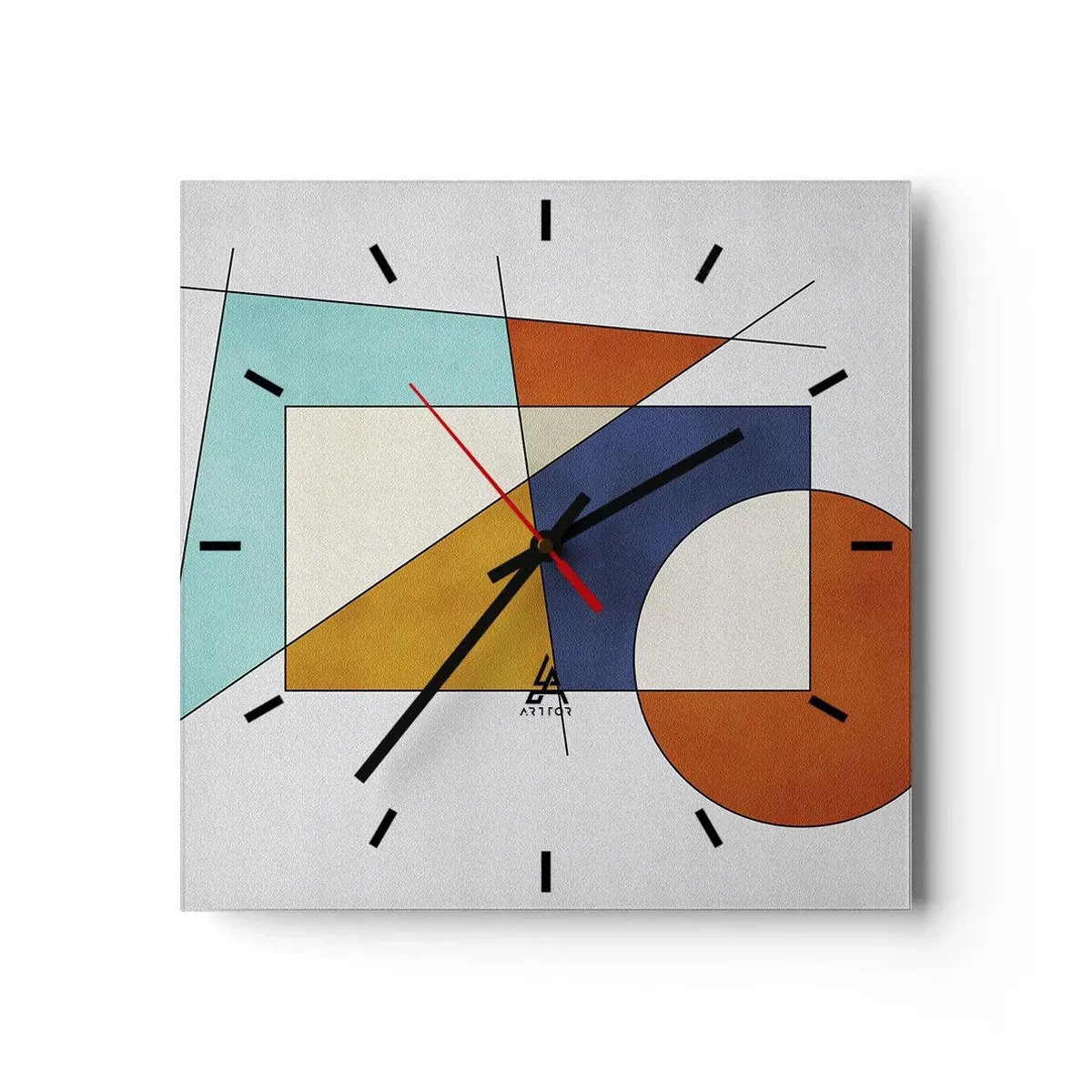 Reloj de pared - Reloj de vidrio - Abstracción: diversión modernista - 40x40 cm