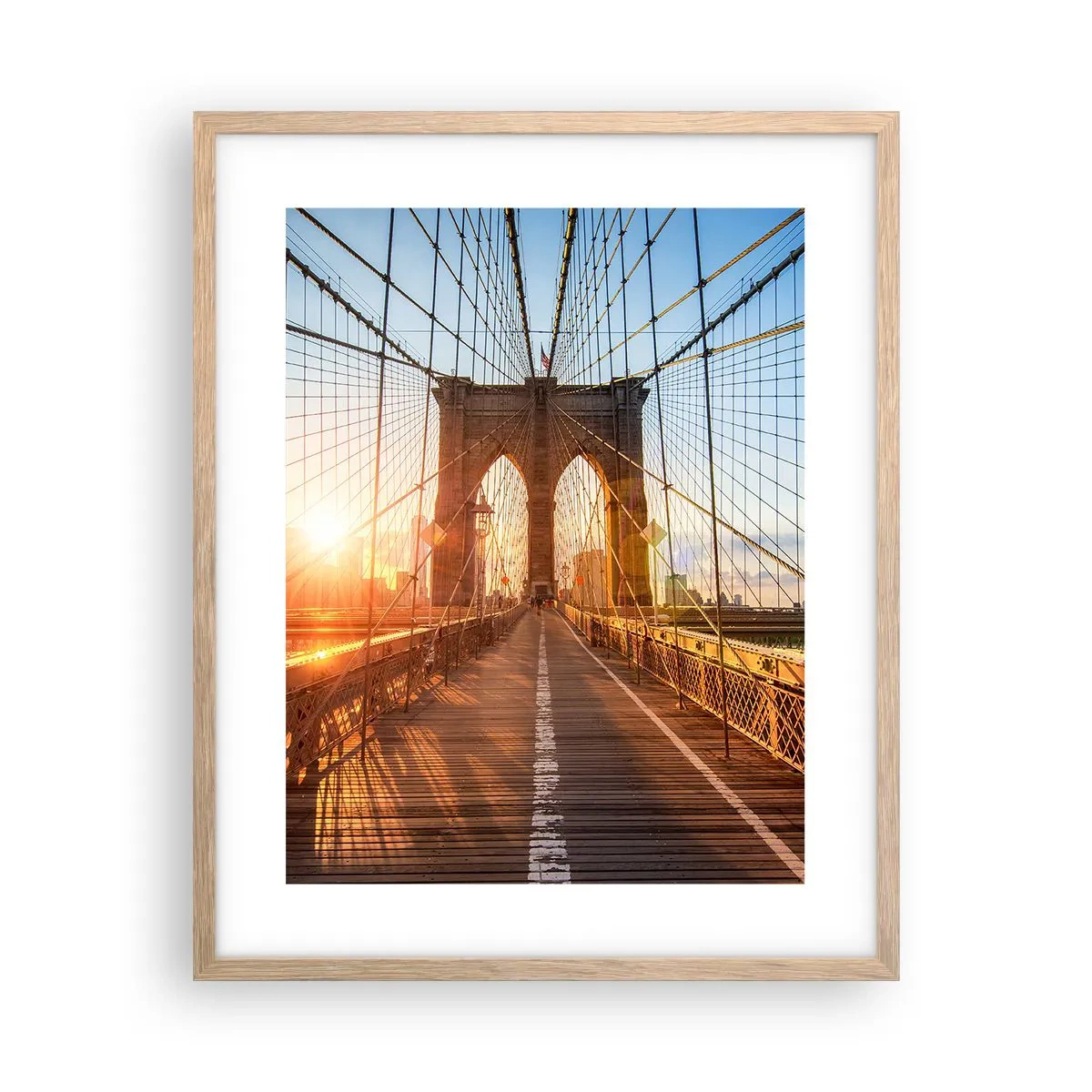 Póster en marco roble claro - En el puente dorado - 40x50 cm