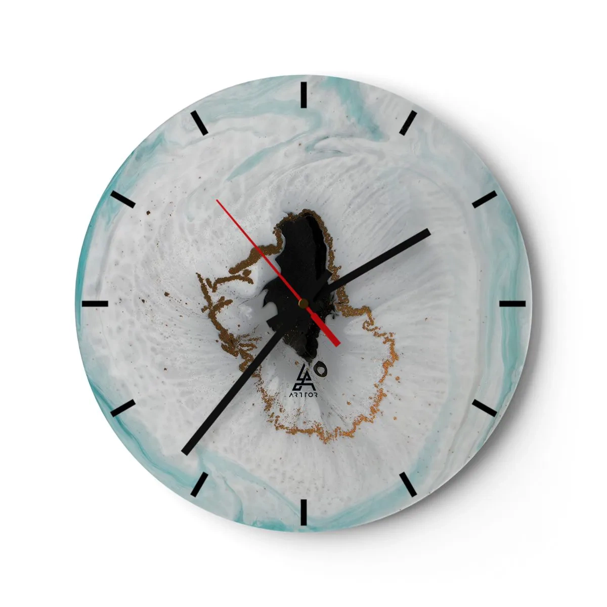 Reloj de pared - Reloj de vidrio - Patrón abstracto con efecto geoda y acentos dorados. - 30x30cm - Para acceder al interior - Decoración de pared moderna para salón, cocina y dormitorio ARTTOR