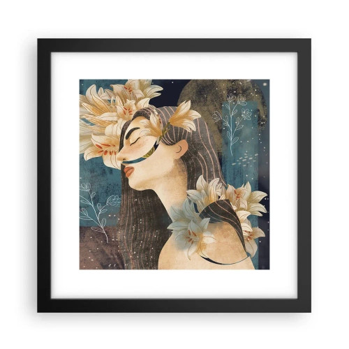 Póster en marco negro - Cuento de princesa con lirios - 30x30 cm