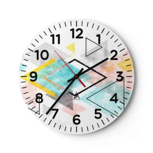 Reloj de pared - Reloj de vidrio - Un juego geométrico - 40x40 cm