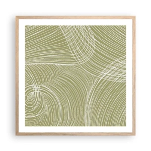 Póster en marco roble claro - Abstracción intrincada en blanco - 60x60 cm