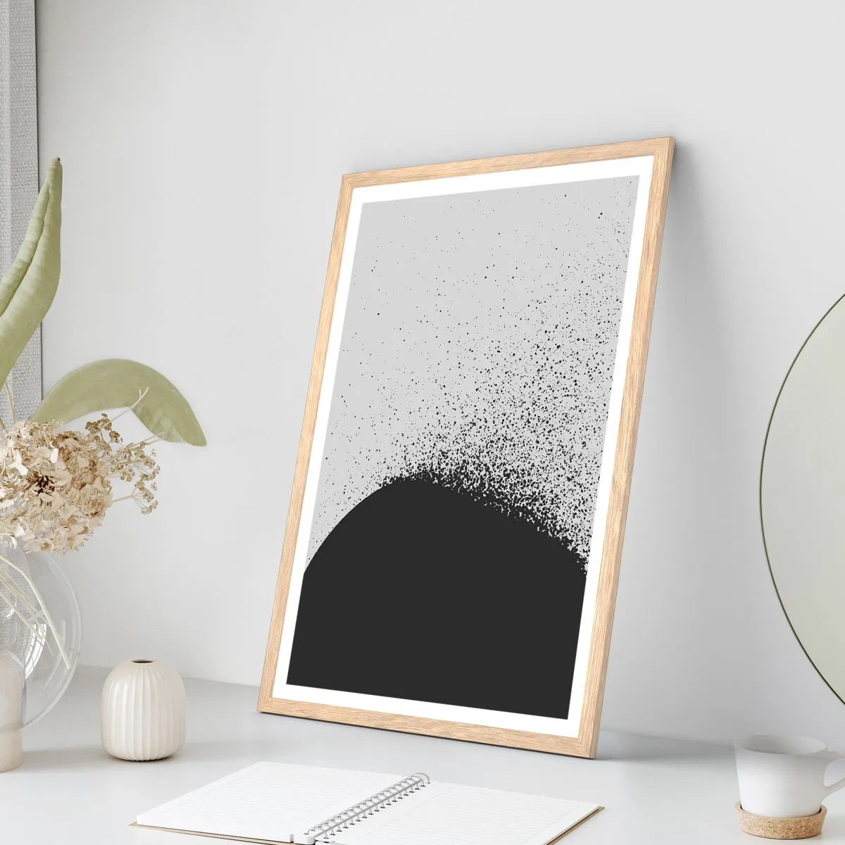 Póster en marco roble claro - El movimiento de las partículas - 40x50 cm