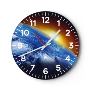 Reloj de pared - Reloj de vidrio - Amanecer en un planeta azul - 30x30 cm