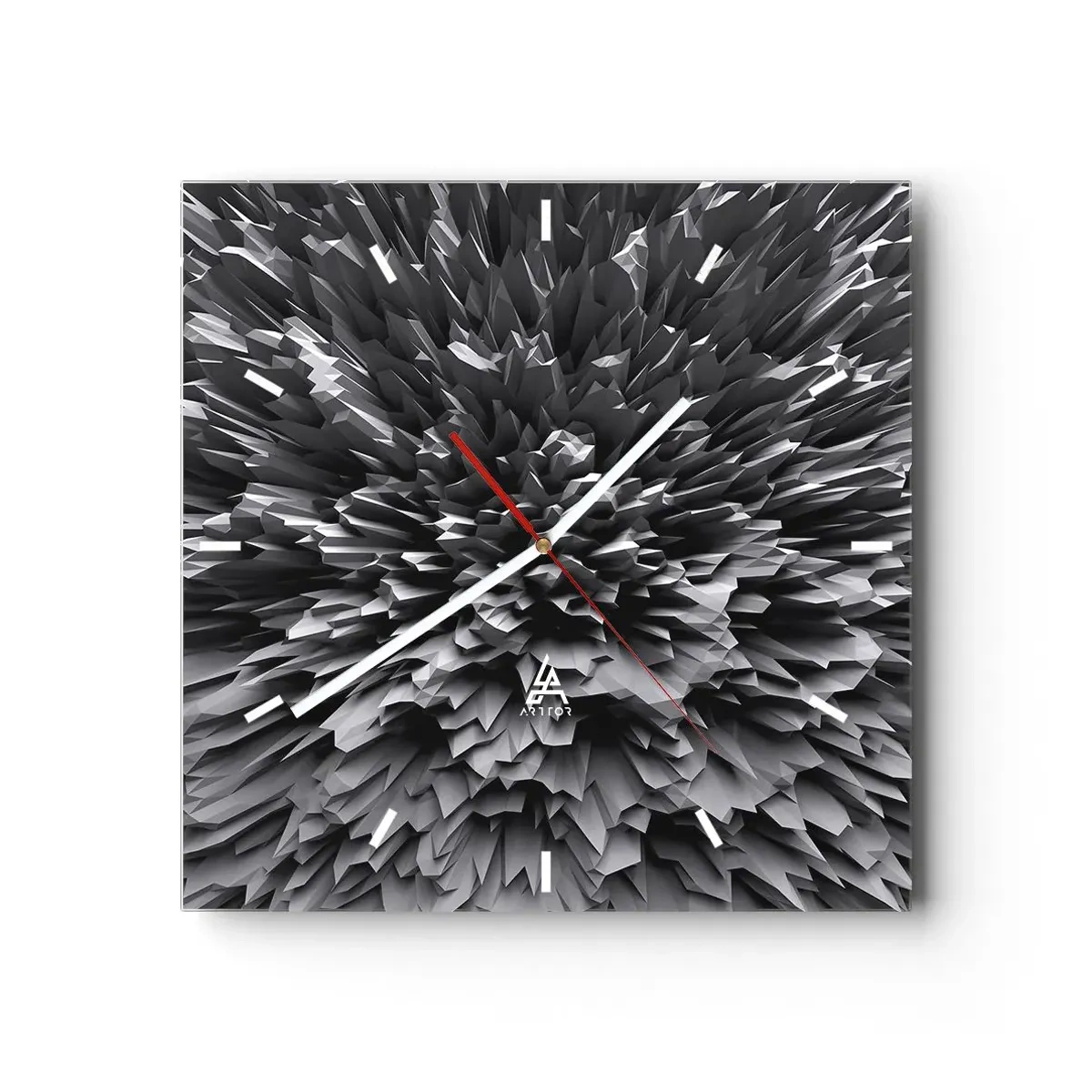 Reloj de pared - Reloj de vidrio - Estructura abstracta en tonos de gris - 30x30cm - No puede ser más afilado - Decoración de pared moderna para salón y dormitorio ARTTOR