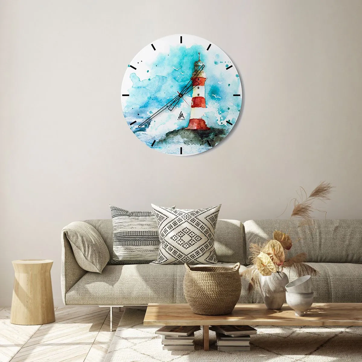 Reloj de pared - Reloj de vidrio - La unidad de los elementos - 40x40 cm