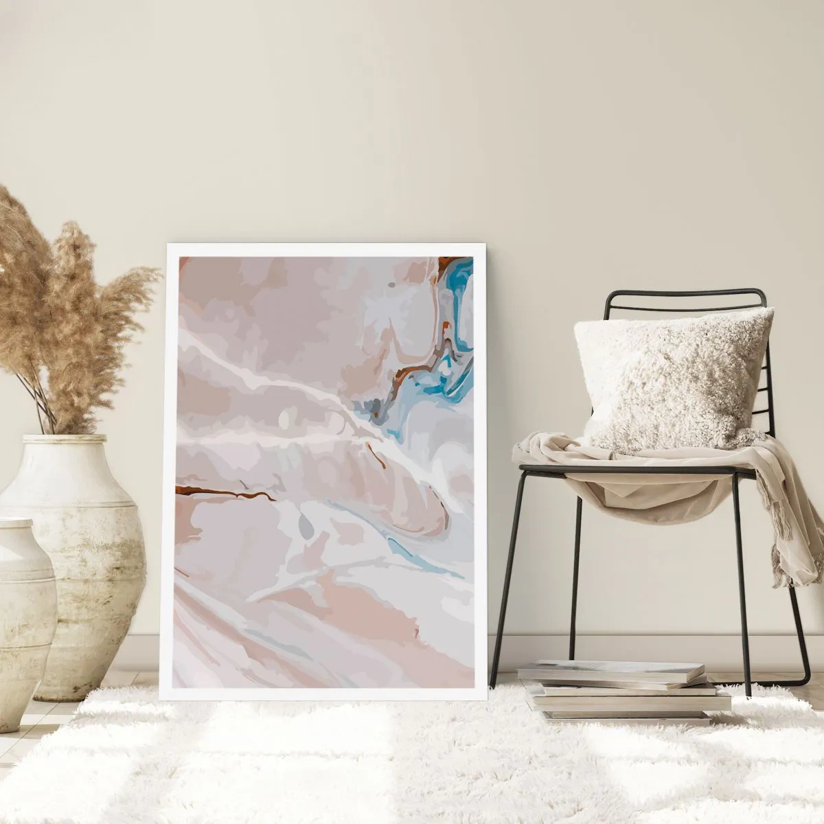 Póster - El azul serpentea por el blanco - 40x50 cm