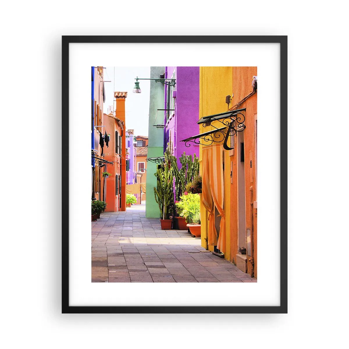 Póster en marco negro - El callejón arco iris - 40x50 cm