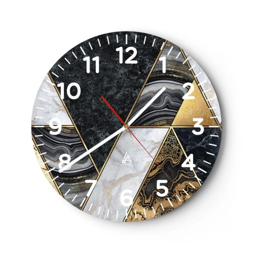 Reloj de pared - Reloj de vidrio - Collage de piedras - 30x30 cm