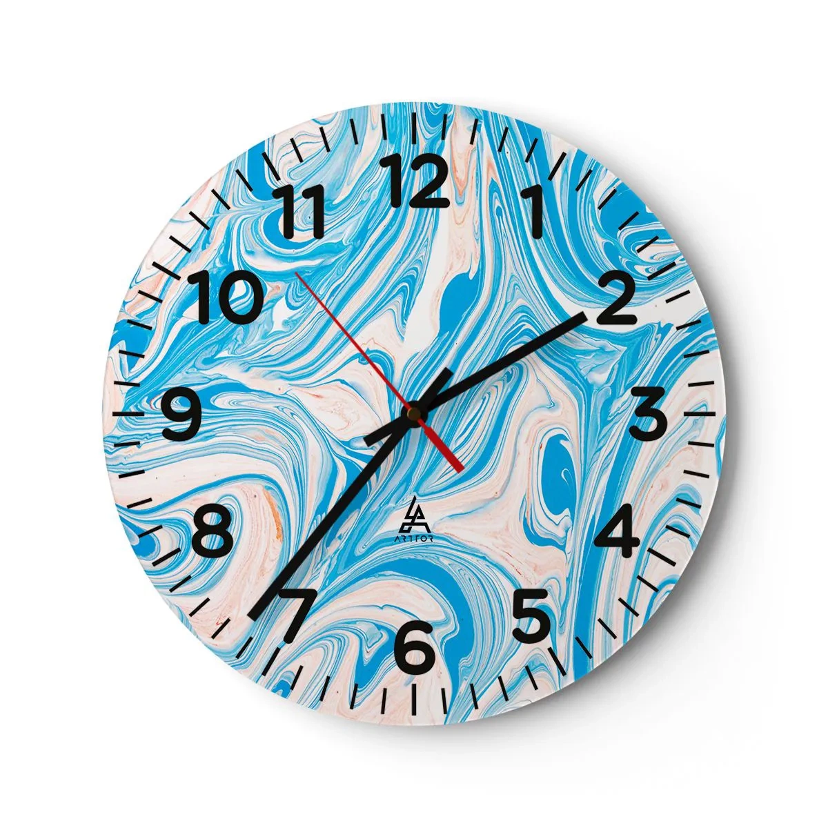 Reloj de pared - Reloj de vidrio - Llanura de inundación turquesa - 30x30 cm