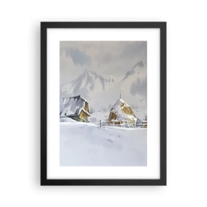 Póster en marco negro - En un valle nevado - 30x40 cm