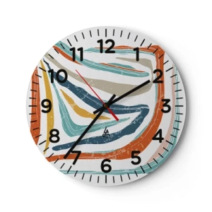 Reloj de pared - Reloj de vidrio - Abstracción sonriente y amistosa - 30x30 cm
