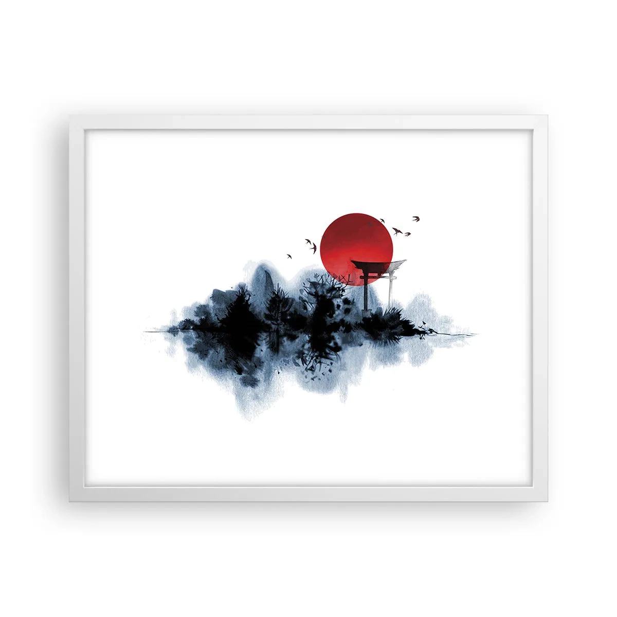 Póster en marco blanco - Visión japonesa - 50x40 cm