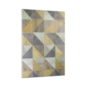 Cuadro sobre vidrio - Impresiones sobre Vidrio - Patrón geométrico de triángulos en colores tenues. - 50x70cm - El arte de los triángulos - Decoración de pared moderna para salón y dormitorio ARTTOR