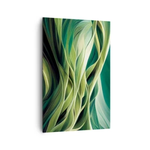 Cuadro sobre lienzo - Impresión de Imagen - Líneas dinámicas en tonos verdes. - 80x120cm - Un juego abstracto de color verde - Decoración de pared moderna para salón y dormitorio ARTTOR