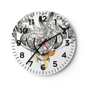 Reloj de pared - Reloj de vidrio - Cuernos de la abundancia - 40x40 cm