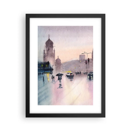 Póster en marco negro - En una niebla lluviosa - 30x40 cm