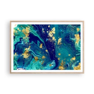 Póster en marco roble claro - Pétalos de sol  - 100x70 cm