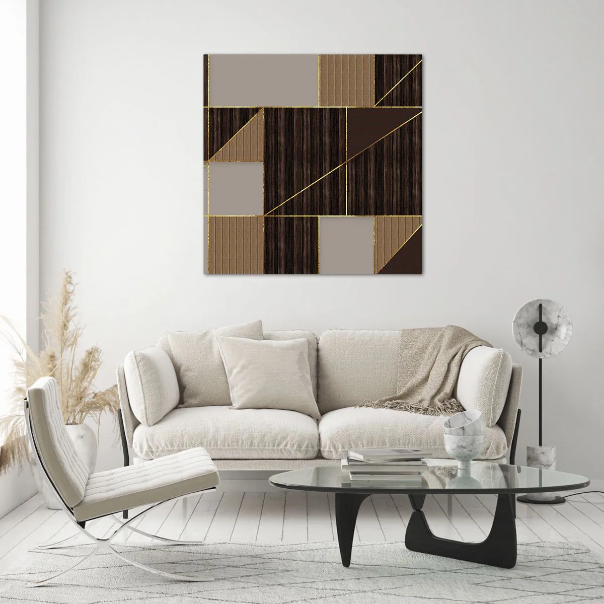 Cuadro sobre vidrio - Impresiones sobre Vidrio - Un mosaico de marrones y dorados - 40x40 cm