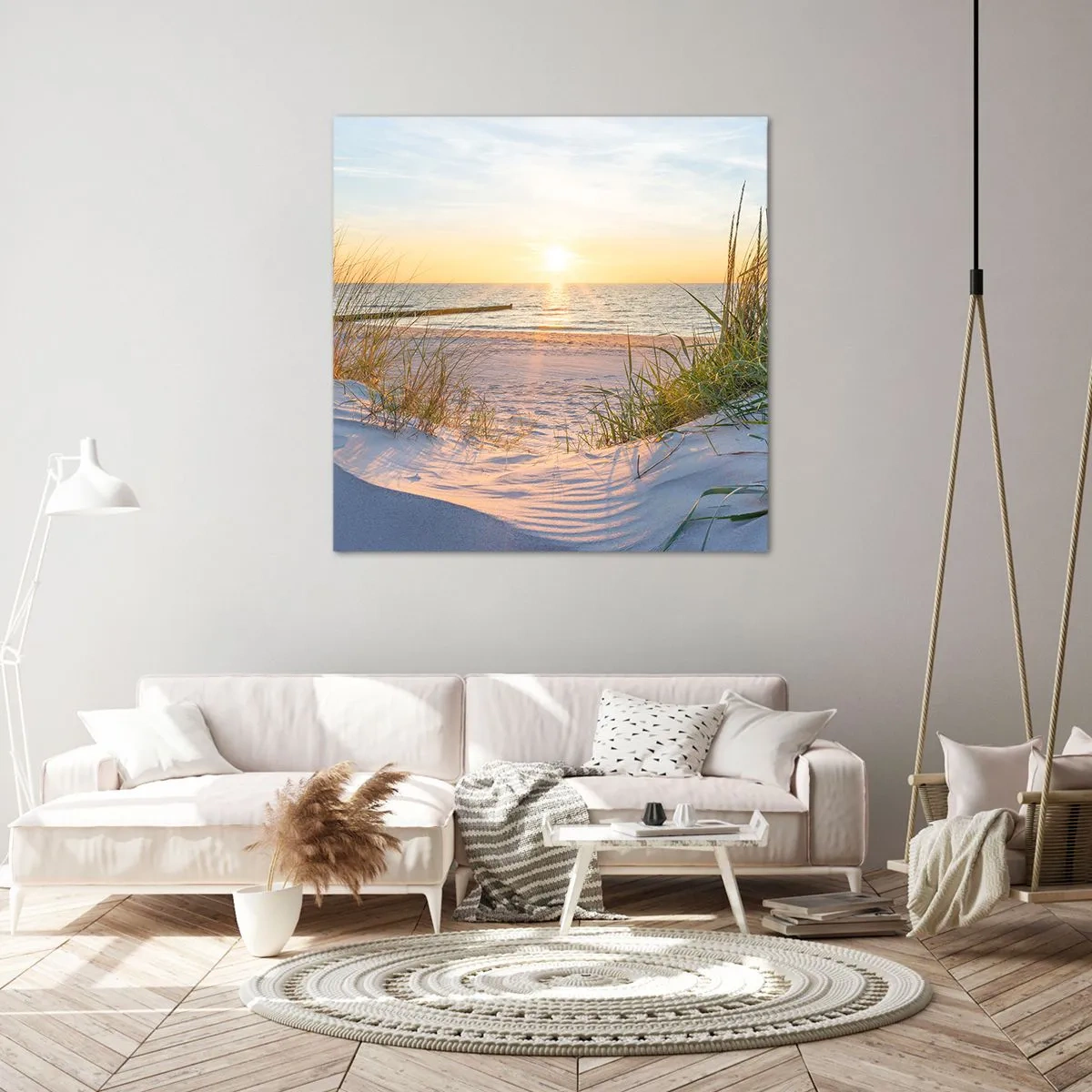 Cuadro sobre lienzo - Impresión de Imagen - El sonido del mar, el canto de los pájaros, una playa virgen entre las dunas... - 30x30 cm