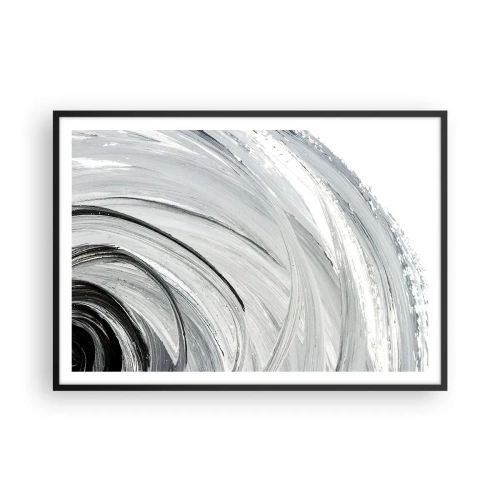 Póster en marco negro - Un remolino monocromático en tonos de gris y negro. - 100x70cm - Composición orbital - Decoración de pared moderna para salón y dormitorio ARTTOR