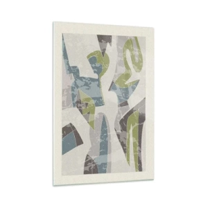 Cuadro sobre vidrio - Impresiones sobre Vidrio - Formas abstractas en verde y azul sobre un fondo claro - 70x100cm - Composición tras vidriera - Decoración de pared moderna para salón y dormitorio ARTTOR