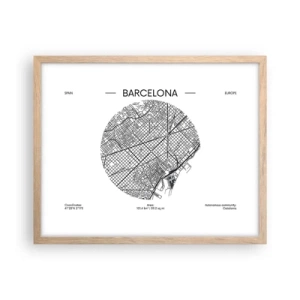 Póster en marco roble claro - Anatomía de Barcelona - 50x40 cm