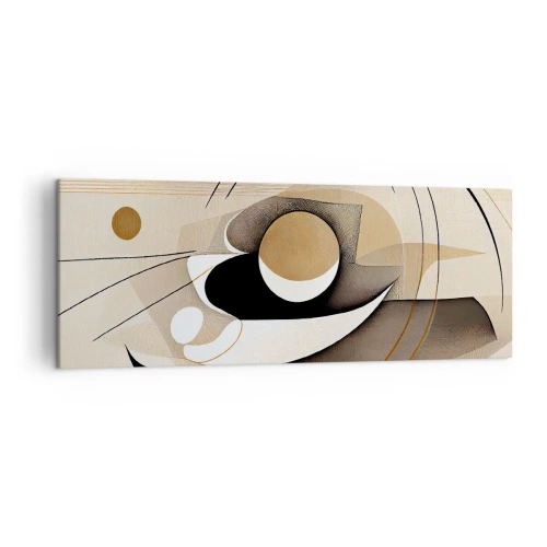 Cuadro sobre lienzo - Impresión de Imagen - Composición abstracta en tonos beige y negro. - 140x50cm - Composición: la esencia de las cosas - Decoración de pared moderna para salón y dormitorio ARTTOR