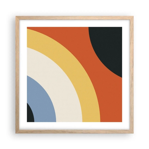 Póster en marco roble claro - Círculo sobre círculo - 50x50 cm