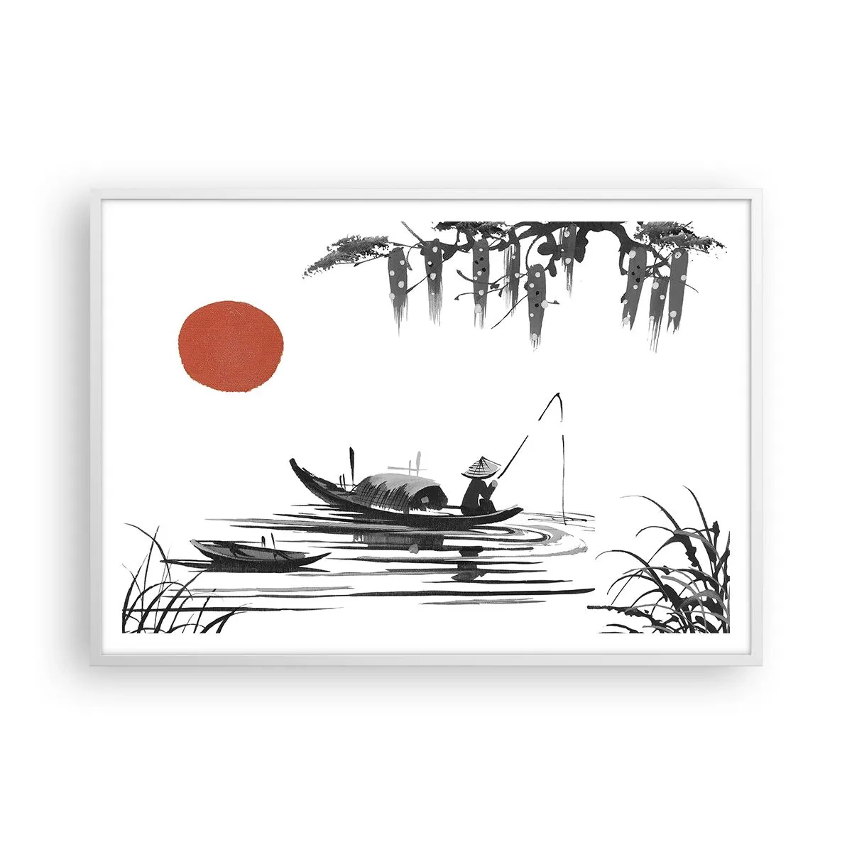 Póster en marco blanco - Una tarde asiática - 100x70 cm