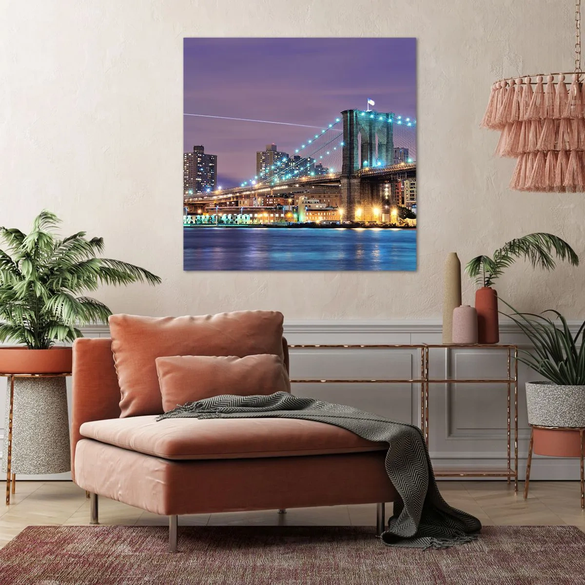 Cuadro sobre lienzo - Impresión de Imagen - Durante muchos años, el puente de Brooklyn - 50x50 cm