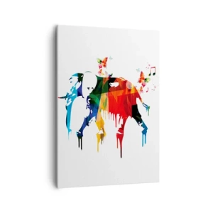Cuadro sobre lienzo - Impresión de Imagen - Elefante colorido con mariposas en un estilo geométrico moderno. - 50x70cm - Todo el mundo puede bailar - Decoración de pared moderna para salón y dormitorio ARTTOR