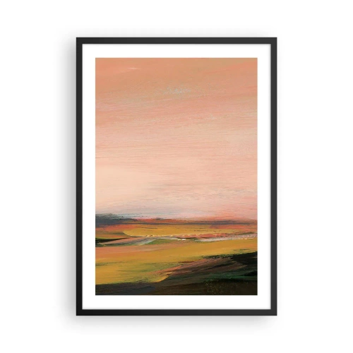 Póster en marco negro - Paisaje abstracto en tonos cálidos del atardecer - 50x70cm - En tono rosa - Decoración de pared moderna para salón y dormitorio ARTTOR