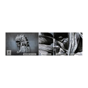 Muestra de fotomural autoadhesivo Deluxe Sticker - Regreso a las raíces - indio, Penacho, Hombre - 100x30 cm