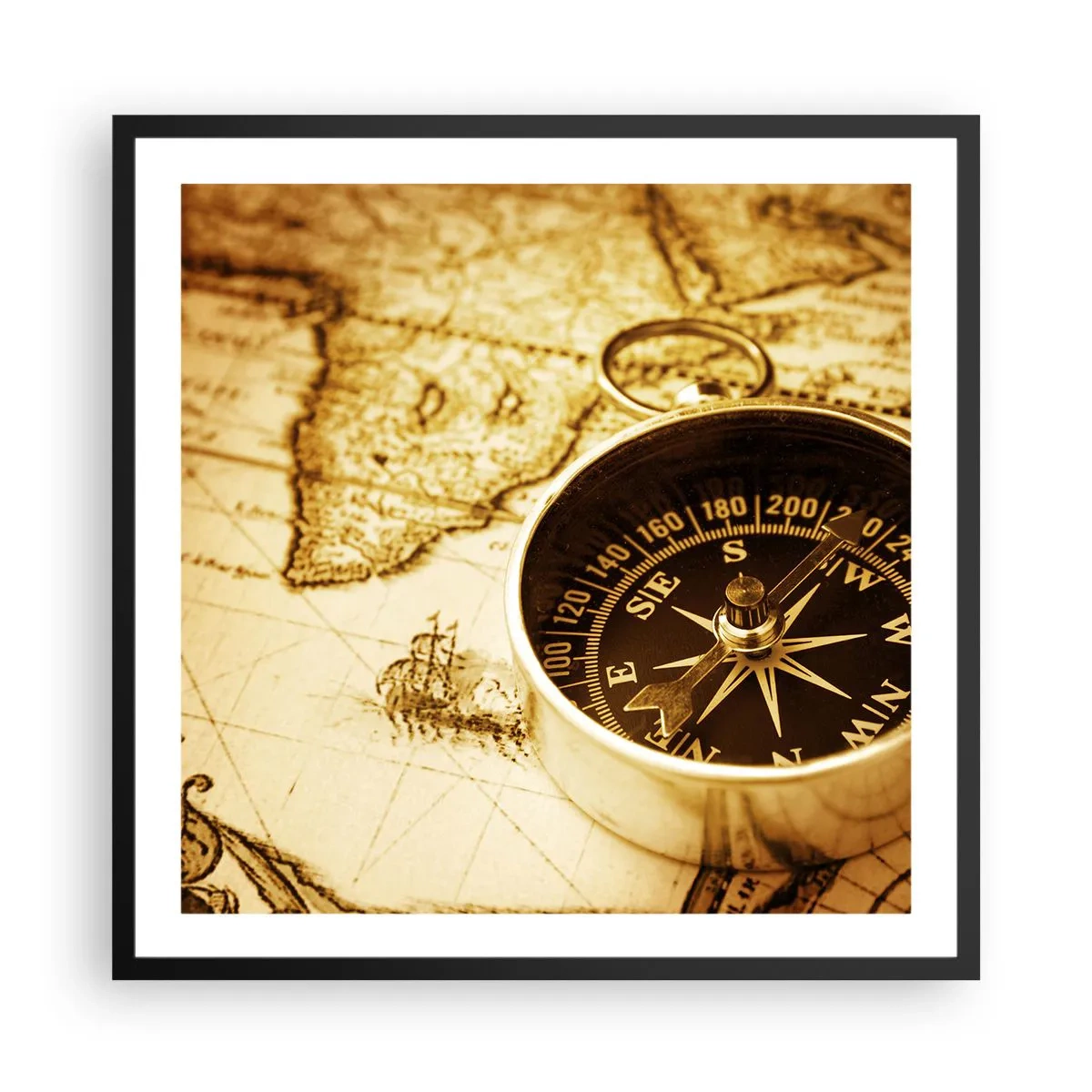 Póster en marco negro - ¿Este u Oeste? - 60x60 cm