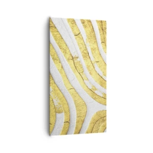 Cuadro sobre lienzo - Impresión de Imagen - Una composición en blanco y oro - 65x120 cm