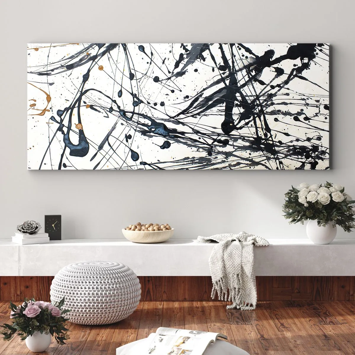 Cuadro sobre lienzo - Impresión de Imagen - Abstracción expresionista - 100x40 cm